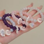 Buddha Stones 925 Sterling Silver Natural Amethyst Aquamarine Pink Crystal Cat's Eye Healing Crescent Moon Bracelet Bracelet BS 2