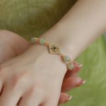Buddha Stones Natural Hetian Jade Bead Square Pattern Luck Chain Bracelet Bracelet BS 2