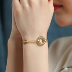 Buddha Stones Round Jade Peace Buckle Gourd Fu Character Auspicious Prosperity Chain Bracelet Bracelet BS 8