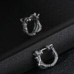 Buddha Stones 925 Sterling Silver Dragon Hoop Pattern Protection Earrings Earrings BS 5