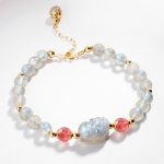 Buddha Stones Moonstone Strawberry Quartz PiXiu Healing Bracelet Bracelet BS 8