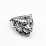 Buddha Stones Men's Animal Tiger Head Titanium Steel Balance Calm Punk Rock Biker Ring Ring BS Silver US13