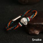 Buddha Stones Handmade 999 Sterling Silver Year of the Dragon Chinese Zodiac Protection Colorful Reincarnation Knot Rope Bracelet Bracelet BS Snake 19cm