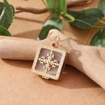 Buddha Stones 24K Gold Plated White Jade Double Dorje Protection Luck Necklace Pendant Necklaces & Pendants BS 5