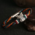 Buddha Stones Handmade 999 Sterling Silver Year of the Dragon Chinese Zodiac Protection Colorful Reincarnation Knot Rope Bracelet Bracelet BS Dragon 19cm