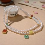 Buddha Stones 925 Sterling Silver Pearl Hetian Jade Red Agate Double Happiness Amber Luck Quadruple Wrap Bracelet Bracelet BS 3