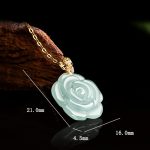 Buddha Stones 18K Gold 925 Sterling Silver Natural Jade Rose Luck Necklace Pendant Necklaces & Pendants BS 8