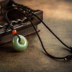 Buddha Stones Natural Round Jade Gray Jade Peace Buckle Luck Necklace Pendant Necklaces & Pendants BS 9