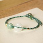 Buddha Stones White Jade Peace Buckle Pumpkin Bead Luck Blessing Braided Bracelet Bracelet BS 1