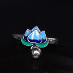 Buddha Stones Lotus Flower Pattern Enlightenment Ring Ring BS 1