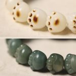 Buddha Stones Natural Bodhi Seed Lovely Paw Ebony Wood Lucky Cat Wisdom Bracelet Bracelet BS 15