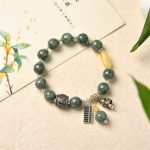 Buddha Stones 925 Sterling Silver Cyan Jade Amber Abacus Lucky Cat Success Bracelet Bracelet BS 7