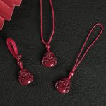 Buddha Stones Laughing Buddha Cinnabar Blessing Necklace Pendant Phone Hanging Decoration Key Chain Necklaces & Pendants BS 3