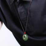 Buddha Stones Natural Round Jade Peace Buckle Prosperity Necklace String Pendant Necklaces & Pendants BS 5