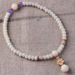 Buddha Stones Tibetan White Jade Bodhi Lotus Blessing Bracelet Bracelet BS 12