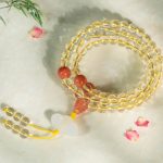 Buddha Stones 108 Mala Beads 925 Sterling Silver Natural Citrine Red Agate White Jade Prosperity Charm Bracelet Mala Bracelet BS 12