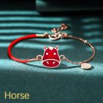 Buddha Stones 925 Sterling Silver Color-changing Chinese Zodiac Luck Protection Red String Chain Bracelet Bracelet BS Horse(Wrist Circumference 14-15cm)