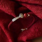 Buddha Stones 925 Sterling Silver Cinnabar Blessing String Bracelet Bracelet BS 2
