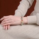 Buddha Stones 925 Sterling Silver Natural Hetian Jade Peace Buckle Red Agate Luck Bracelet Bracelet BS 3