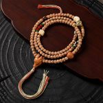 Buddha Stones 108 Beads Bodhi Seed Red Agate Deer Head Wisdom Mala Bracelet Mala Bracelet BS Bodhi Seed