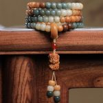 Buddha Stones 108 Mala Beads Gradient Bodhi Seed Green Tara Buddha Engraved Peace Harmony Bracelet Mala Bracelet BS 1
