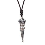 Buddha Stones Tibetan Om Mani Padme Hum Dorje Vajra Design Wisdom Rotatable Necklace Pendant Necklaces & Pendants BS 8