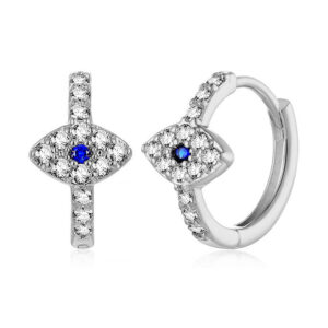 Buddha Stones 925 Sterling Silver Evil Eye Symbol Blessing Stud Earrings Earrings BS Silver