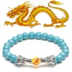 Buddha Stones White Turquoise Lava Rock Dragon Blessing Beaded Bracelet Bracelet BS Turquoise