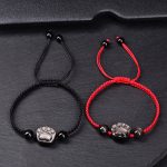Buddha Stones Natural Silver Sheen Obsidian Gold Sheen Obsidian Cute Cat Paw Claw Protection Rope Bracelet Bracelet BS 1