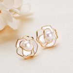 Buddha Stones 925 Sterling Silver Pearl Camellia Pattern Happiness Necklace Pendant Earrings Necklaces & Pendants BS Earrings