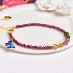 Buddha Stones Garnet Tourmaline Butterfly Protection Bracelet Anklet Bracelet Anklet BS 5