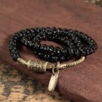 Buddha Stones Retro Coconut Shell Copper Happiness Triple Wrap Bracelet Bracelet BS 1