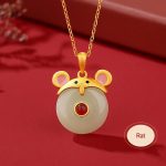 Buddha Stones 925 Sterling Silver Hetian Jade Chinese Zodiac Year of the Dragon Red Agate Luck Protection Necklace Pendant Necklaces & Pendants BS Rat