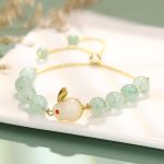 Buddha Stones Year of the Rabbit Natural Green Aventurine Luck Bead Bracelet Bracelet BS Rabbit Chain Bracelet