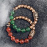 Buddha Stones Tibetan Red Agate Green Agate Copper Confidence Fortune Bracelet Bracelet BS 1