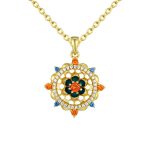 Buddha Stones 925 Sterling Silver Lotus Flower Colorful Zircon New Beginning Necklace Pendant Necklaces & Pendants BS 4