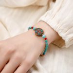 Buddha Stones Tibetan Turquoise Om Mani Padme Hum Protection Strength Bracelet Bracelet BS Water Drop