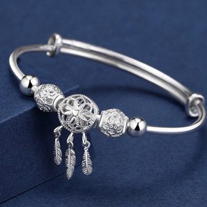 Buddha Stones Tibetan White Copper Blessing Dream Catcher Charm Bracelet Bracelet BS Copper