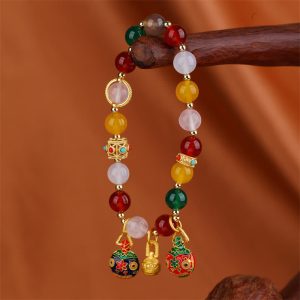 Buddha Stones Gold Swallowing Beast Family Various Agate Crystal Success Bracelet Bracelet BS Gold Swallowing Beast Family