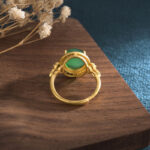 Buddha Stones Green Jade Fortune Ring Rings BS 3