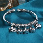 Buddha Stones 925 Sterling Silver Elephant Strength Bracelet Bangle Bracelet Bangle BS 8