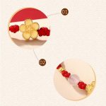 Buddha Stones Handmade 925 Sterling Silver Peach Blossom Cherry Sakura Chalcedony Bead Luck Red Rope Bracelet Bracelet BS 6
