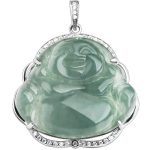 Buddha Stones 925 Sterling Silver Laughing Buddha Natural Jade Luck Necklace Chain Pendant Necklaces & Pendants BS 4