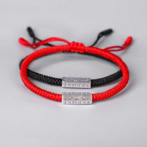 Buddha Stones Om Mani Padme Hum Luck Protection Red String Bracelet Bracelet BS main