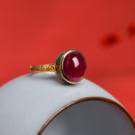 Buddha Stones 925 Sterling Silver Red Corundum Courage Ring Rings BS 7
