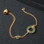 Buddha Stones Round Jade Peace Buckle Gourd Fu Character Auspicious Prosperity Chain Bracelet Bracelet BS 1