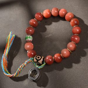 Buddha Stones Tibetan Natural Camel Bone Dzi Bead Bodhi Seed Charm Luck Bracelet Bracelet BS Camel Bone&Dzi Bead(Wrist Circumference 15-16cm)
