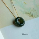 Buddha Stones Natural Round Jade Peace Buckle Luck Abundance Necklace Pendant Necklaces & Pendants BS Cyan Jade 20mm
