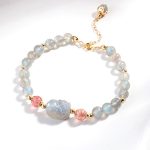 Buddha Stones Moonstone Strawberry Quartz PiXiu Healing Bracelet Bracelet BS 4