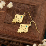 Buddha Stones Copper Enamel Turquoise Positive Drop Earrings 5